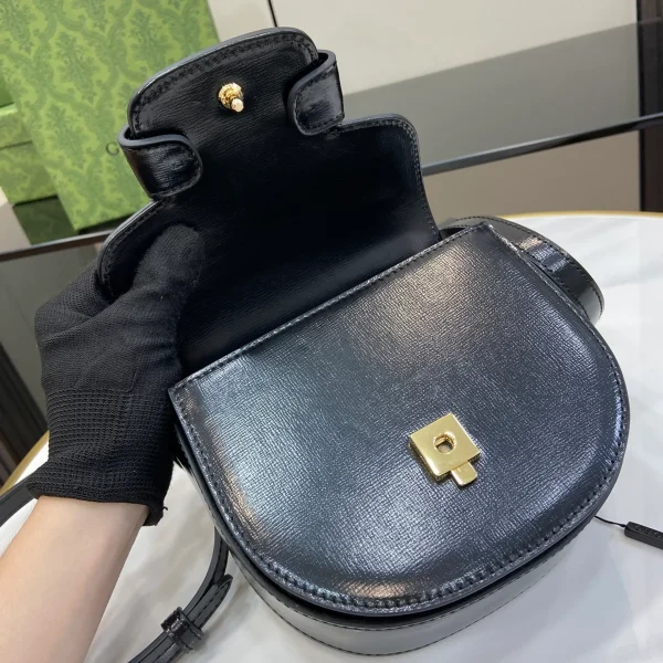 GUCCI Horsebit 1955米棕皮革肩揹包-781387：圖片 8