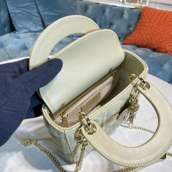 Dior Lady mini 綠色羊皮斜挎包mini-M0505：圖片 11