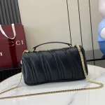 GUCCI GG Milano小號黑色皮革斜背包-806016：圖片 4