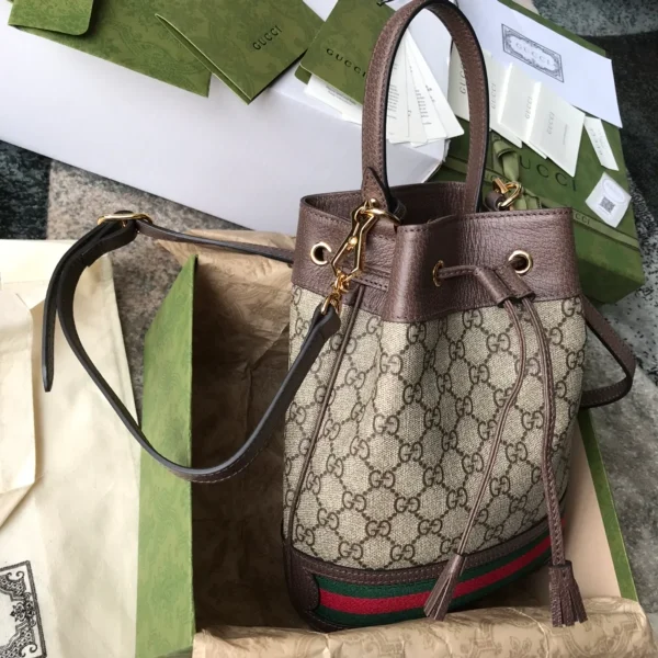 GUCCI Ophidia小號米棕帆布水桶包-550621：圖片 3