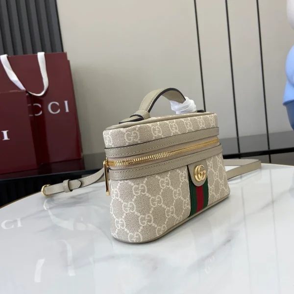 GUCCI Ophidia米棕迷你帆布包-816357：圖片 3