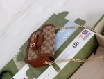 GUCCI 馬銜扣1955馬銜扣迷你棕色帆布斜揹包-675801：圖片 4