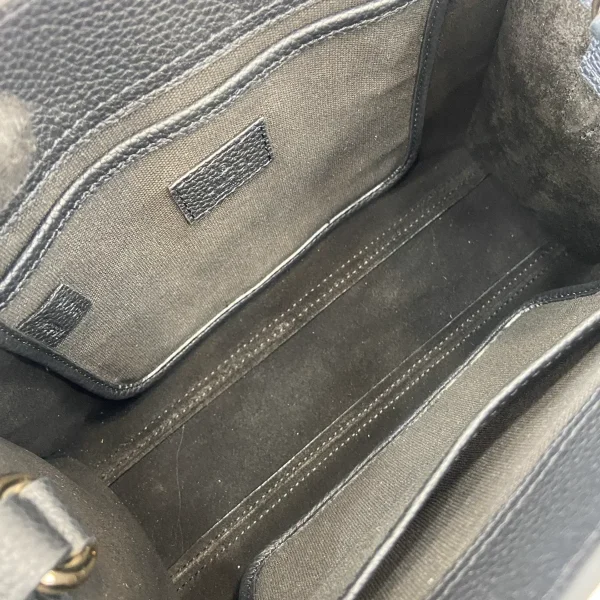 GUCCI Signature Elegance天然粒黑色皮革手提包-795349：圖片 9