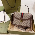GUCCI Ophidia藍色帆布手提包-651055：圖片 3