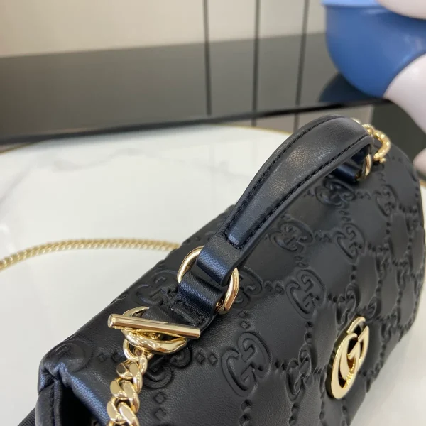 GUCCI GG Milano迷你黑色絎縫皮革斜揹包-806017：圖片 7