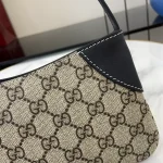 GUCCI GG Emblem超迷你米棕帆布肩背包-820696：圖片 7