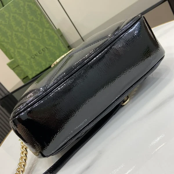 GUCCI GG Marmont黑色漆皮肩揹包-802448：圖片 5