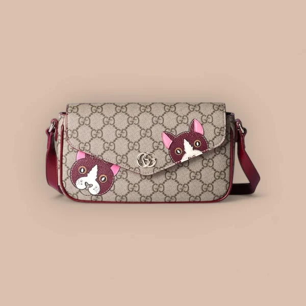 GUCCI GG Monogram小號米棕塗層布斜揹包-818764