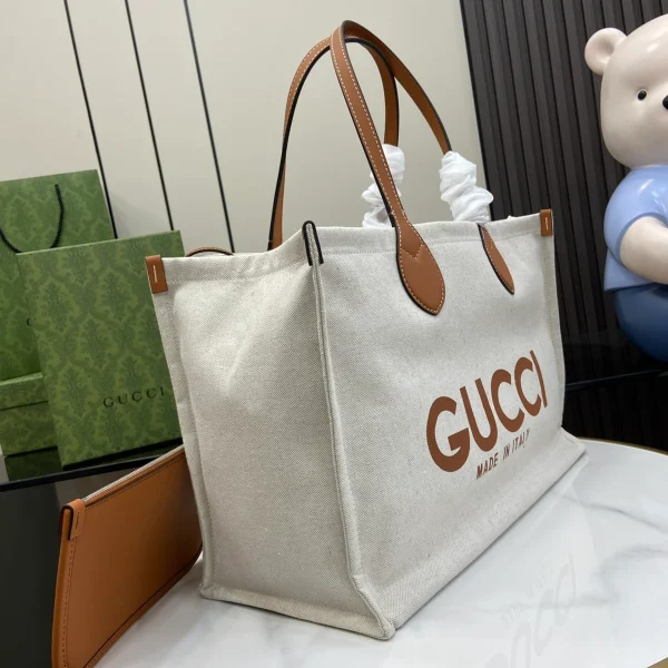 GUCCI Gucci Lido中號米棕帆布手挽包-772176：圖片 3