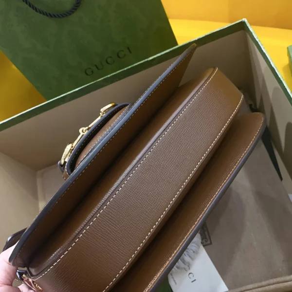 GUCCI 馬銜扣1955馬銜小號黑色皮革斜揹包-602204：圖片 6