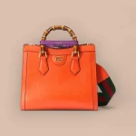 GUCCI Diana小號橙色皮革手提包-702721