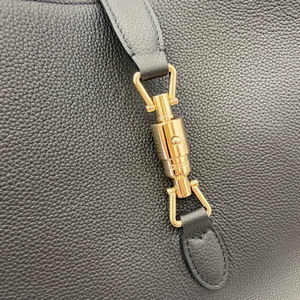 GUCCI Jackie大號黑色粒面斜揹包-813650：圖片 6