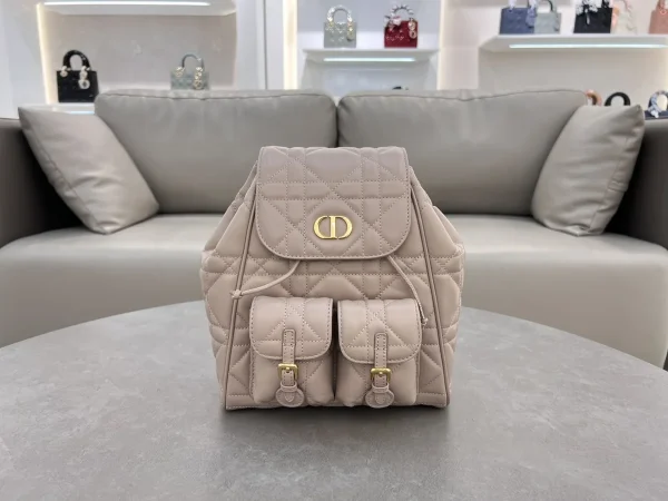 Dior Caro 粉米羊皮雙肩背包中號MM：圖片 2