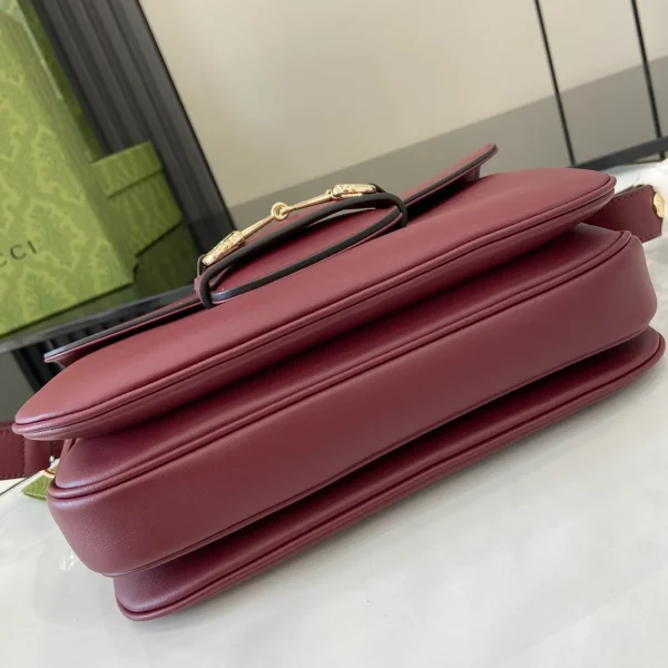GUCCI Horsebit 1955小號米棕帆布肩揹包-815178：圖片 5