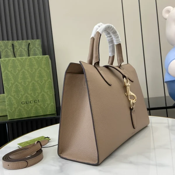 GUCCI Spring Summer春夏中號黑色皮革托特包-806205：圖片 3