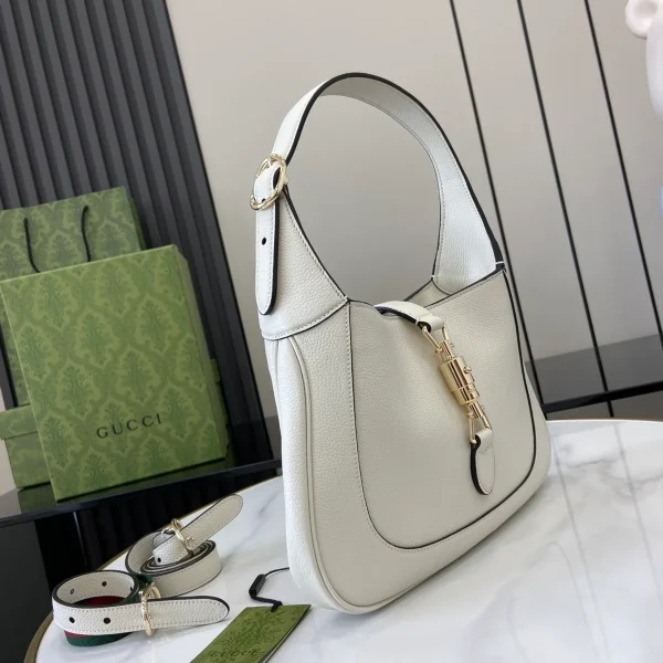 GUCCI Jackie 1961小號灰褐皮革肩揹包-810232：圖片 3