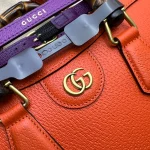 GUCCI Diana小號橙色皮革手提包-702721：圖片 6