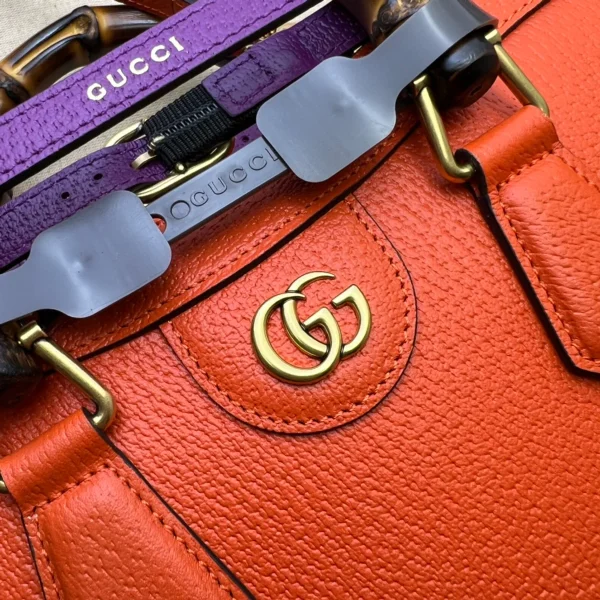 GUCCI Diana小號橙色皮革手提包-702721：圖片 6