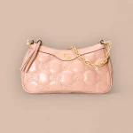 GUCCI GG Quilted中號粉米皮革斜背包-735049