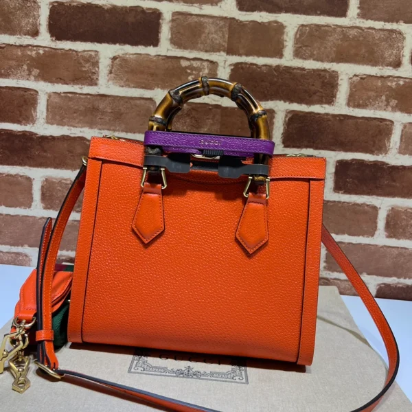 GUCCI Diana小號橙色皮革手提包-702721：圖片 4