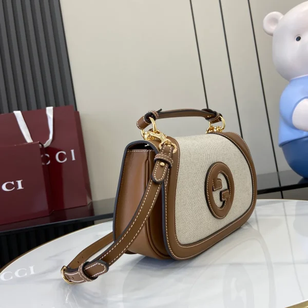 GUCCI Blondie小號棕色皮革斜背包-815714：圖片 3