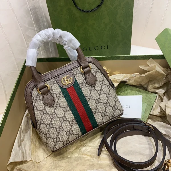 GUCCI Ophidia迷你米棕帆布手提包-772216：圖片 3