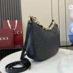 GUCCI GG Emblem中號灰褐粒面肩揹包-820453：圖片 3