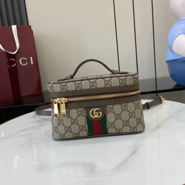 GUCCI Ophidia超迷你米白帆布斜揹包-816357：圖片 2