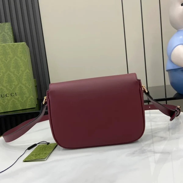 GUCCI Horsebit 1955米紅帆布肩揹包-815205：圖片 4