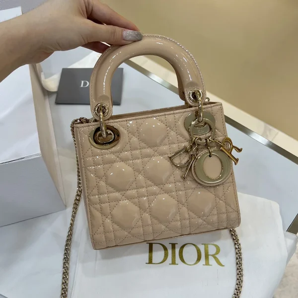 Dior Lady 迷你 粉色羊皮斜挎包mini-M0505：圖片 2