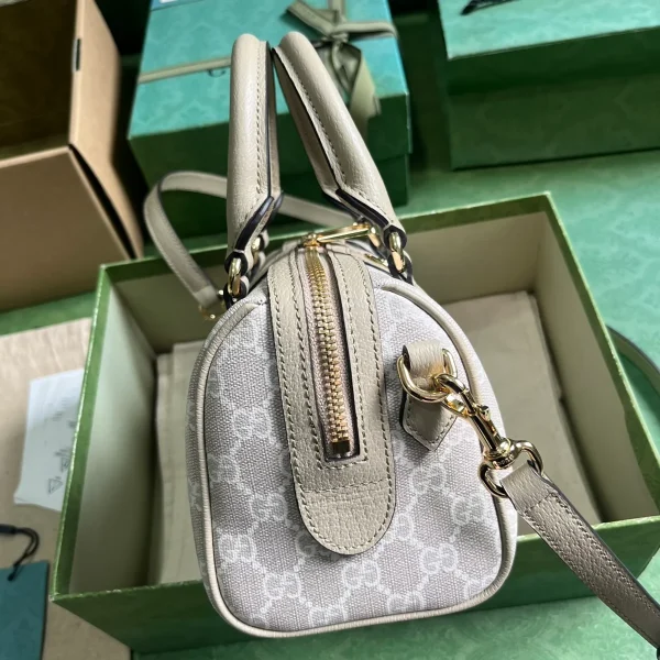 GUCCI GG Supreme迷你米棕帆布手提包-772053：圖片 5