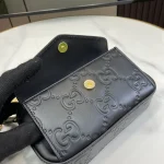 GUCCI GG Signature迷你黑色皮革肩揹包-781554：圖片 7