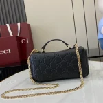 GUCCI GG Milano迷你黑色絎縫皮革斜揹包-806017：圖片 4
