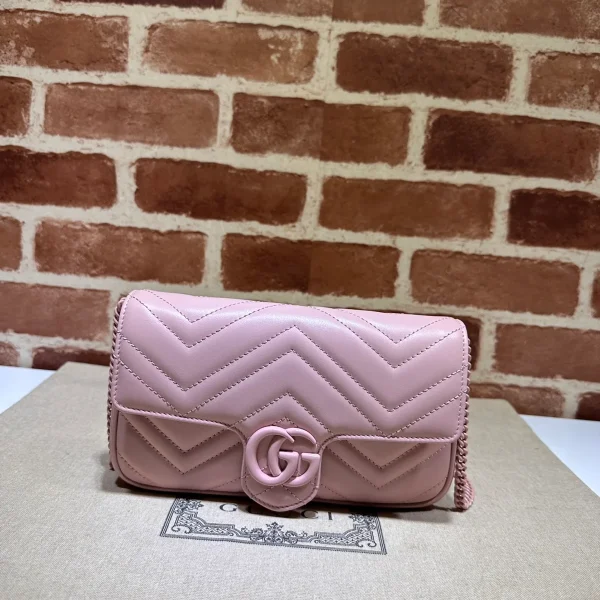 GUCCI GG Marmont粉紅皮革斜背包-751526：圖片 2