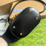 GUCCI Double G迷你黑色皮革斜揹包-760200：圖片 7