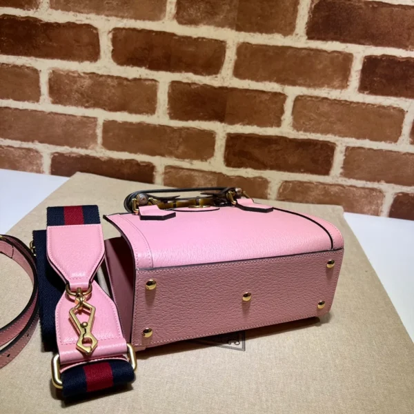 GUCCI Diana黑色皮革手提包-702732：圖片 5