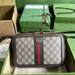 GUCCI Ophidia米棕帆布斜揹包-739392：圖片 2