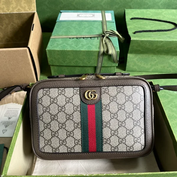 GUCCI Ophidia米棕帆布斜揹包-739392：圖片 2