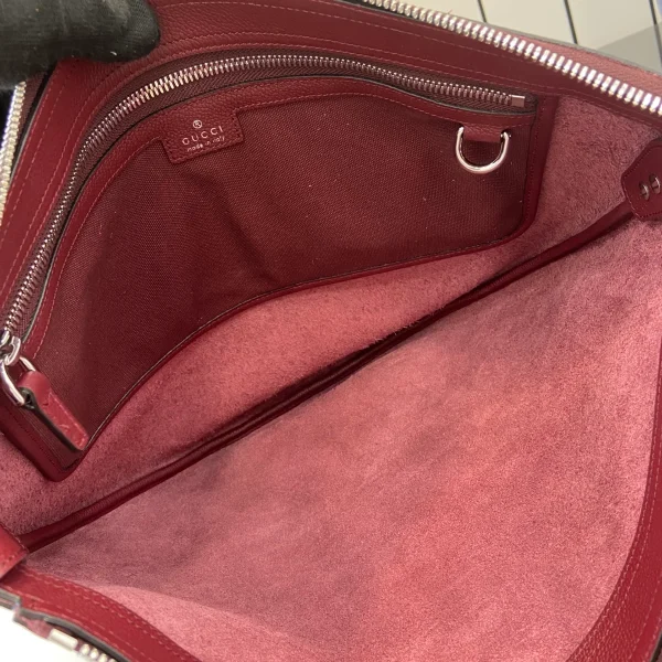 GUCCI Rosso Ancora紅色皮革斜揹包-801887：圖片 9