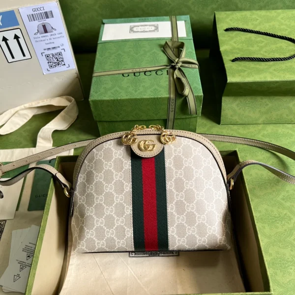 GUCCI GG Supreme小號米棕帆布斜揹包-499621：圖片 2