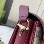 GUCCI Horsebit 1955小號紅色皮革肩揹包-815178：圖片 6