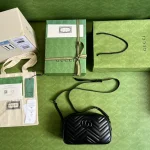 GUCCI GG Marmont小號灰皮肩揹包-447632：圖片 10