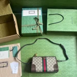 GUCCI Ophidia小號米棕帆布斜挎包-752581：圖片 10