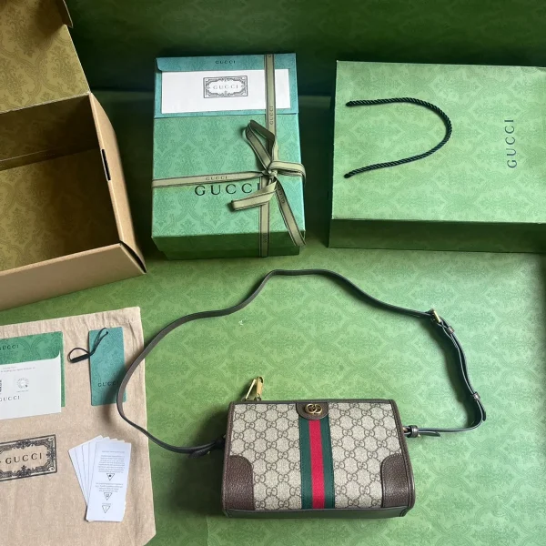 GUCCI Ophidia小號米棕帆布斜挎包-752581：圖片 10
