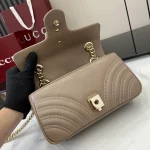 GUCCI GG Marmont迷你黑色皮革斜揹包-446744：圖片 7