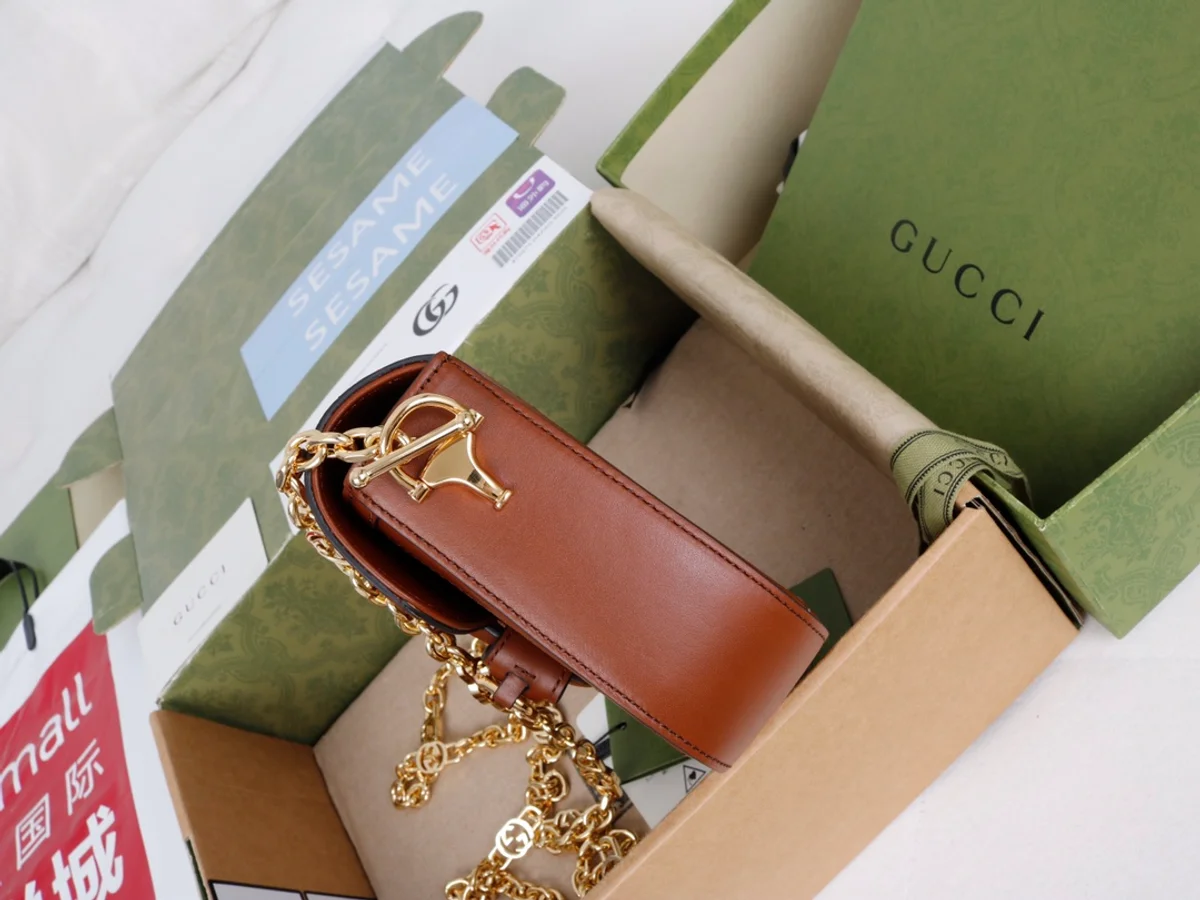 GUCCI 馬銜扣1955馬銜扣迷你棕色帆布斜揹包-675801 6 GUCCI 馬銜扣1955馬銜扣迷你棕色帆布斜揹包-675801