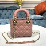 Dior Lady mini 粉紅羊皮包mini-M0505：圖片 4