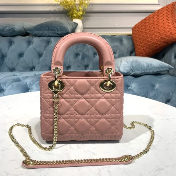 Dior Lady mini 粉紅羊皮包mini-M0505：圖片 4