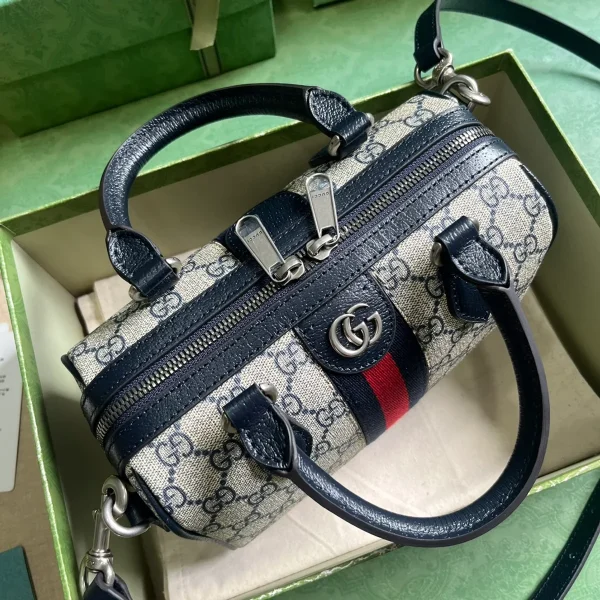 GUCCI GG Supreme迷你米藍帆布手挽包-772053：圖片 7