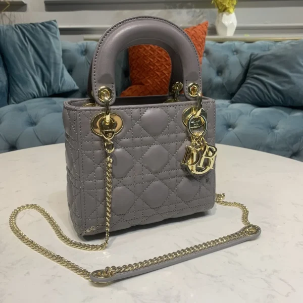 Dior Lady MINI 灰色羊皮斜挎包MINI-M0505：圖片 3